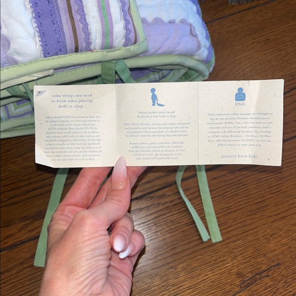 NEW Pottery Barn Kids Katie Patchwork Bumper Crib Purple Green White Baby Girl - Picture 2 of 10